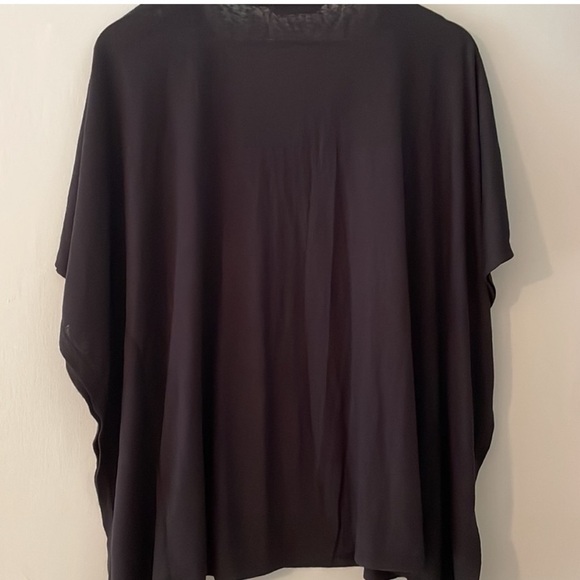 Soft Surroundings Beaded V Neckline Boho Navy Lightweight Poncho top Large - Picture 4 of 7